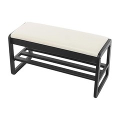Shoe Storage Bench With Drawer And Shelf For Entryway Black 80cm Faux Leather