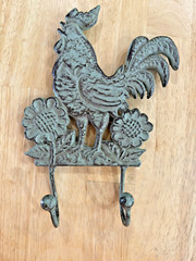 Kitchen Wall Hooks, 9 1/4 x 6 1/2 inch, Cast Iron Farmhouse Chicken