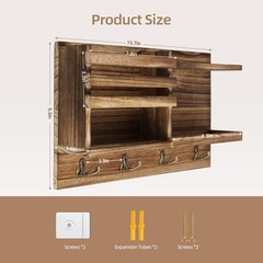 Eryvik Key Holder Wall Mount | Solid Wood Organizer | 8 Hooks