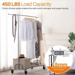 HOKEEPER Clothing Garment Rack Capacity 525LBS Clothing Racks on Wheels Rolling