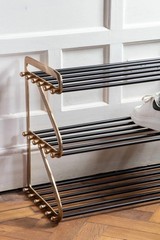 3 Tier Shoe Rack Metal Storage Shelf Freestanding Shoe Organizer Entryway Hallwa