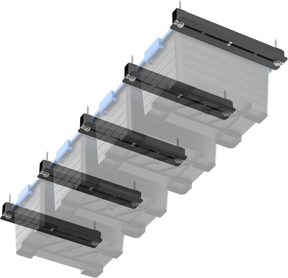 Heavy-Duty Adjustable Ceiling Storage Rack for Garage, 4 Bins, 16 Inch