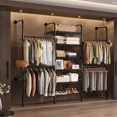 Wall Mounted Closet System, Heavy Duty 3-Row Clothes Rack, Expandable Industr…
