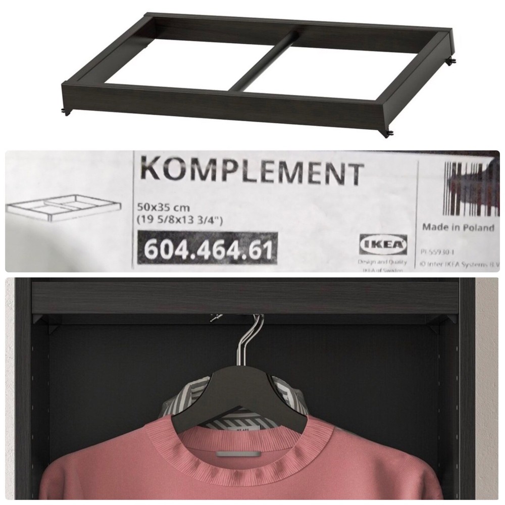 💥 TWO (2X) IKEA KOMPLEMENT Clothes Rail 19 5/8×13 3/4 “, Black-Brown 604.464.61