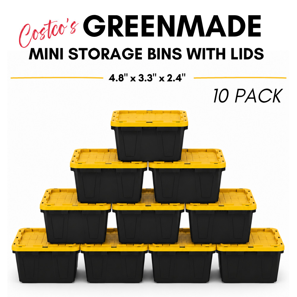 Costco Greenmade Mini Bins 10 Pack Stackable Storage Bin w/Lids Organizer NEW