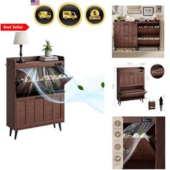 Shoe Storage Cabinet with Flip Drawers Deodorizer Space Saver Entryway Organize