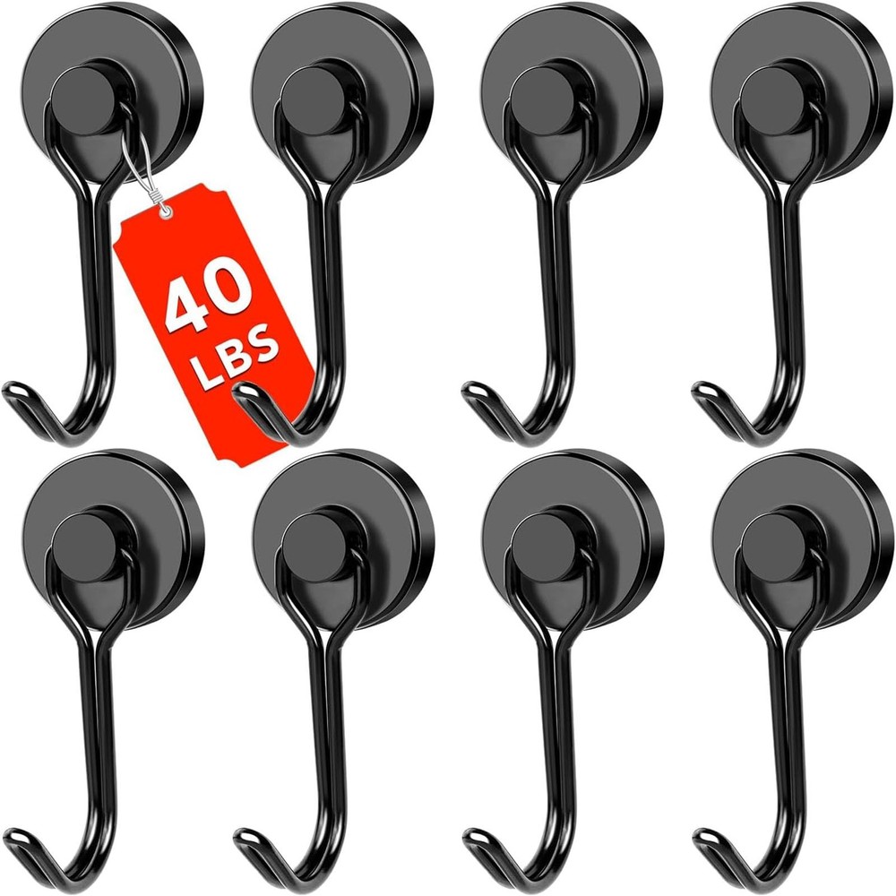 DIYMAG Black Magnetic Hooks, 40LBS Strong Magnetics Heavy Duty, Magnet Hook …