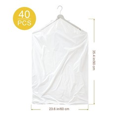 100 Pcs Dry Cleaner Clothe Covers Plastic Clear Garment Bags for Clothes 60X90Cm
