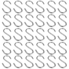 AUXBC 32PCS 1-1/2 Inch 304 Stainless Steel S Hooks, Heavy Duty M3 Hanging Hoo…