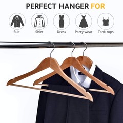 Quality Wooden Hangers – Slightly Curved Hanger Set – Solid Wood Coat Hangers…