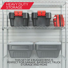 Rubbermaid 8 Gallon Action Packer Storage Bin, Heavy Duty, Lockable, Black, Incl