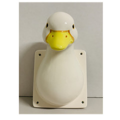 Duck Head Ceramic Decorative Wall Hook Wall Mounted Glossy White/Yellow 6in