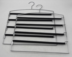 Metal Chrome Swing Arm 4 Tier Flat Space Saver Pants Closet Hangers LOT-OF-2