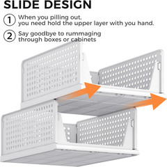 6 Pack Closet Organizers Storage Bins, Stackable Plastic Drawer Basket for Cloth
