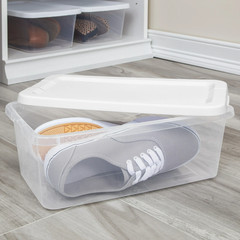 (10 Pack) Sterilite 6 Qt. Clear Plastic Storage Container with White Snap-On Lid