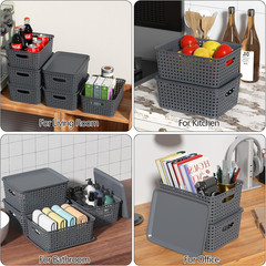 6-Pack Gray Lidded Storage Baskets, Stackable with Dust-Proof Lids