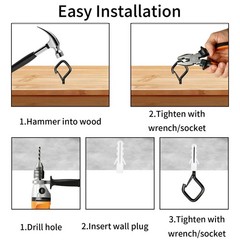 Eye Screw Hooks 2.36IN Black, Heavy Duty Metal, 46PCS – Windproof Ceiling