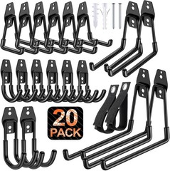 20 Pack Heavy Duty Garage Hooks,Solid Steel Wall Mount Hangers,with Anti-Slip…