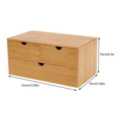 Bamboo Desk Organizer -Tabletop Mini Bamboo Desk Drawer Storage Box w/ 3 Drawers