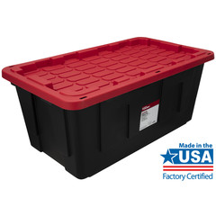 (Pack of 2) Hyper Tough 40 Gallon Extra Large Storage Bin with Snap Lid, Black a
