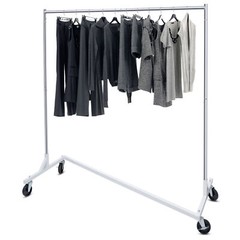 Z-Base Clothes Rack Garment Rack Rolling Storage Garment Shelf Silver Sturdy