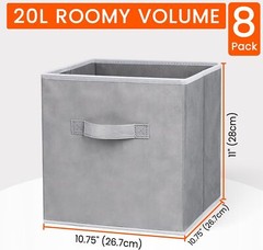 Criusia Storage Cubes – 11 Inch Heavy Duty Fabric Medium -11 inches, Grey