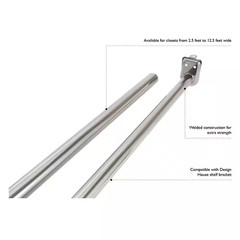 Design House Adjustable Closet Rod, Steel 65 In. to 120 In. L, Polished Chrome