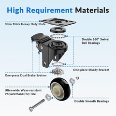 4in Heavy Duty Caster Wheels Set of 4 Industrial Swivel Casters with Dual Loc…