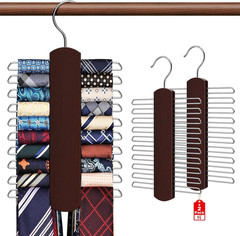 2 Pack Wooden Tie Rack Closet Organizer 360° Swivel Hanger