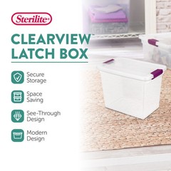 Sterilite 27 Qt ClearView Latch Storage Stackable Bin with Latching Lid, 12 Pack