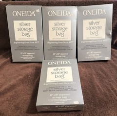 4 Oneida Silver Storage Zip Bags Tarnish Proof Silver Keeper 3 Sizes READ