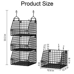 PUPPYCUTE Larger & Deeper Hanging 12.5″ x 12.6″ x 9.1″, Black-3pcs (Big)