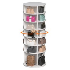 7-Tier Rotating Shoe Rack Tower 360° Revolving Shoe Display Carousel White