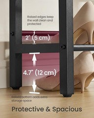 3 Tier Shoe Rack Bench One Piece Shelves Shoe Storage Organizer W/ Raised Edges