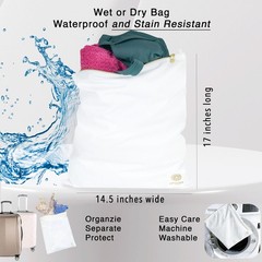 Waterproof Antimicrobial Travel Laundry Bag Inhibits Bacteria from Wet Swimsu…