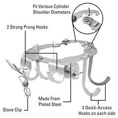 Universal Fit Gas Cylinder Accessory Hanger 6 Multi-Purpose Hooks 4-Point
