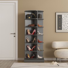 Modern 6 Tier Rotating Shoe Rack Tower 360° Spinning Shoe Display Carousel