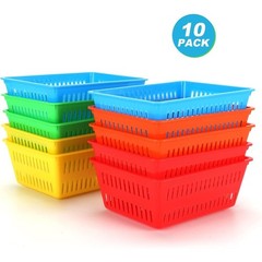10 Pack Mini Storage Baskets Bins, Plastic Organizer Basket, Colorful Shelf and
