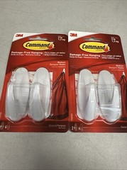 3M Command 2 Medium Designer HOOKS 4 STRIPS Multi-Use White 17081 – 2 Packs {59