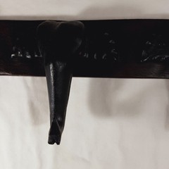 Unique Wooden Triple Elephant Trunk Coat Jacket Shelf Hook Rack 20″ x 3″