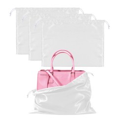 3 Pack Purse Dust Bags for Storage, Silk 23.6×19.6, White