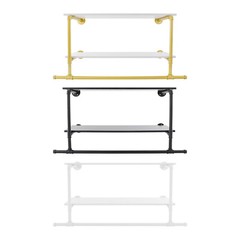 2 Tiers Wall Mounted Clothes Rail Clothes Hanging Rack Shop Display Stand Rack
