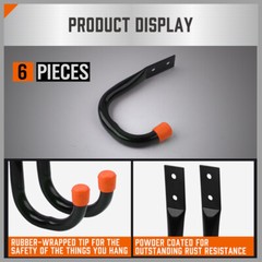 6-Pack Steel Garage Storage Utility Hooks Wall Organizer Tool Hanger H-D Screws