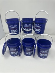 6 Pack Lowes Celebrates 250 USA Mini Blue Bucket w/ Lid Stackable American 🇺🇸