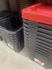 HDX Tough Tote 27 Gal Heavy Duty Stackable Plastic Storage Tote w/ Lid Black