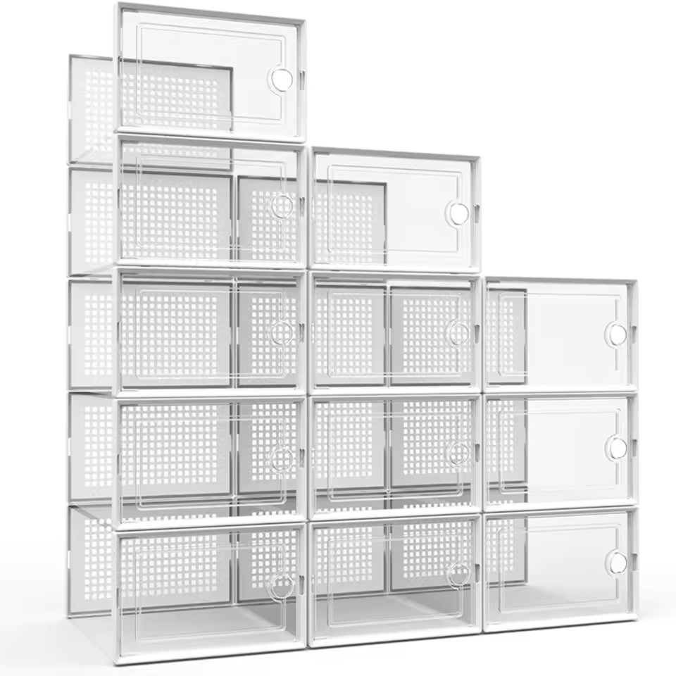 12 Pack Shoes Storage Boxes Closet Organizer NEW