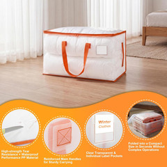 10-Pack Clear Moving Bags Heavy Duty Extra Large, Storage Totes with Reinforced