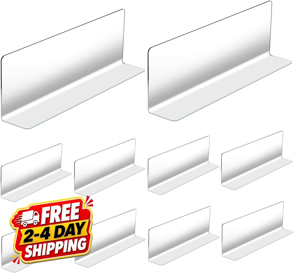 Yardwe 10Pcs Clear Plastic Shelf Dividers 7.87X2.36X1.18In L-Shaped Store Goods
