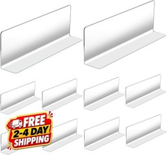 Yardwe 10Pcs Clear Plastic Shelf Dividers 7.87X2.36X1.18In L-Shaped Store Goods