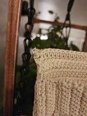 IKEA LIDAN Ivory Crochet 9 Pocket Hanging Storage Organizer 12 1/2 x 42 1/2″
